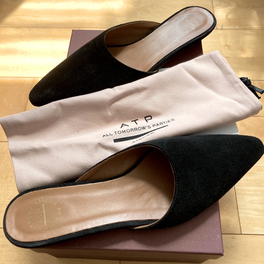ATP Atelier black suede mules size 37
